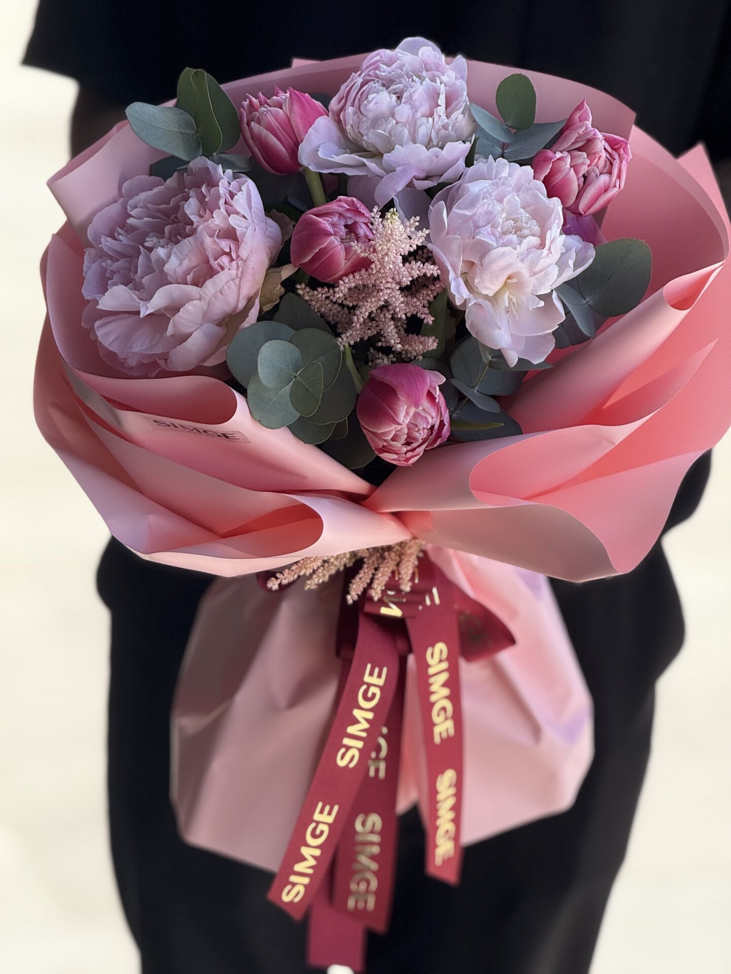 Pembe Lale Ve Şakayık Buketi