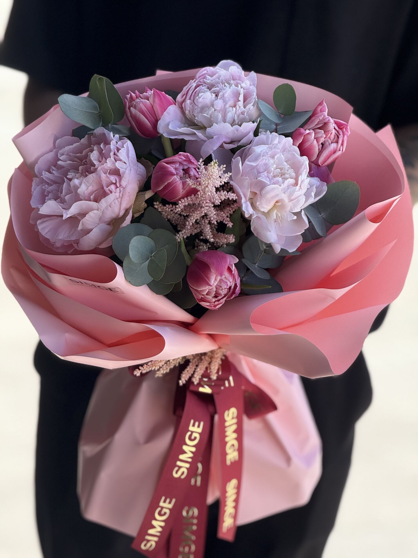 Pembe Lale Ve Şakayık Buketi