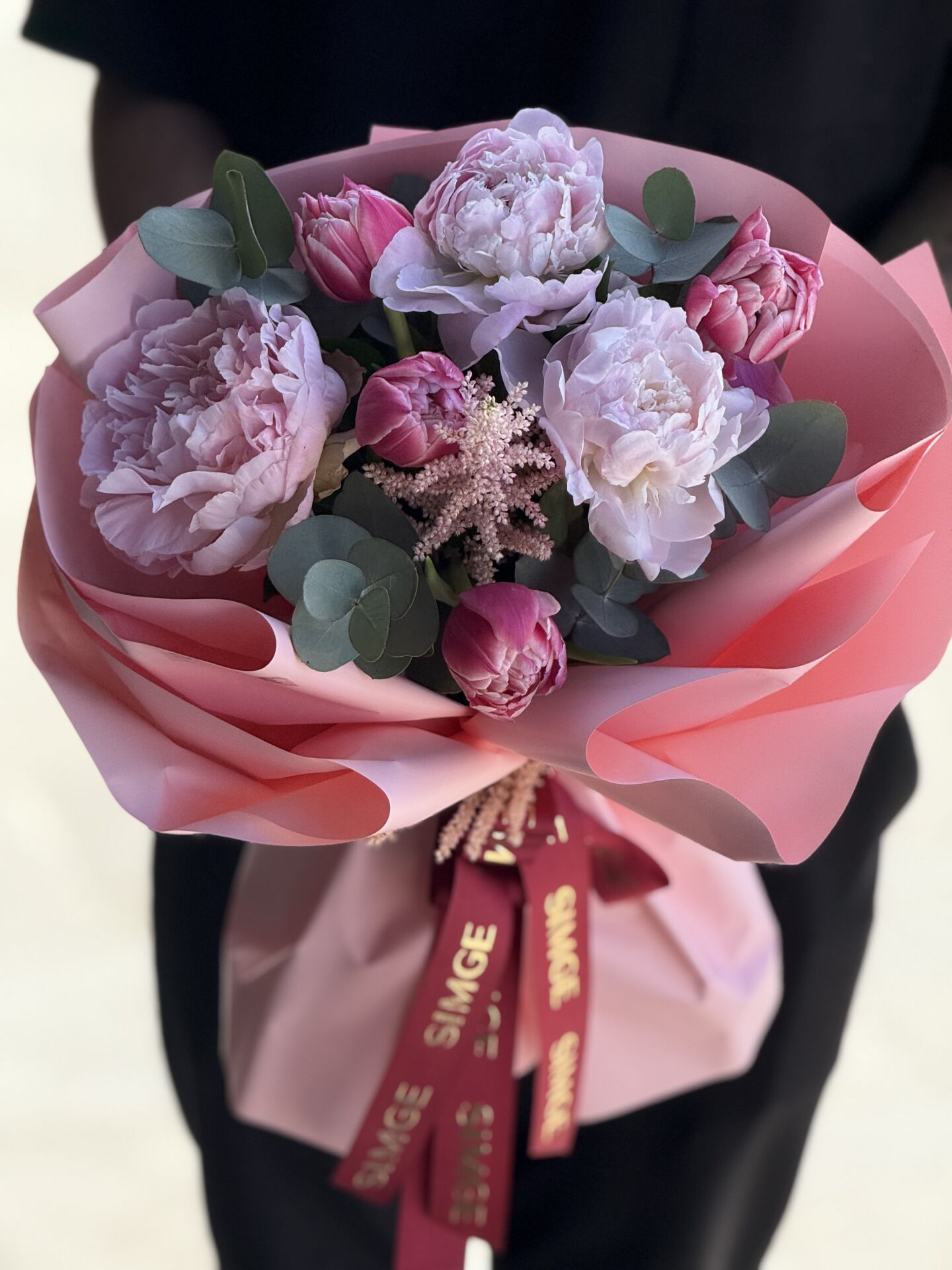 Pembe Lale Ve Şakayık Buketi