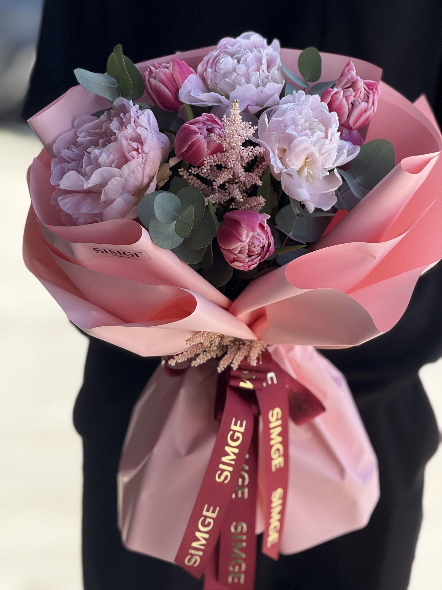 Pembe Lale Ve Şakayık Buketi