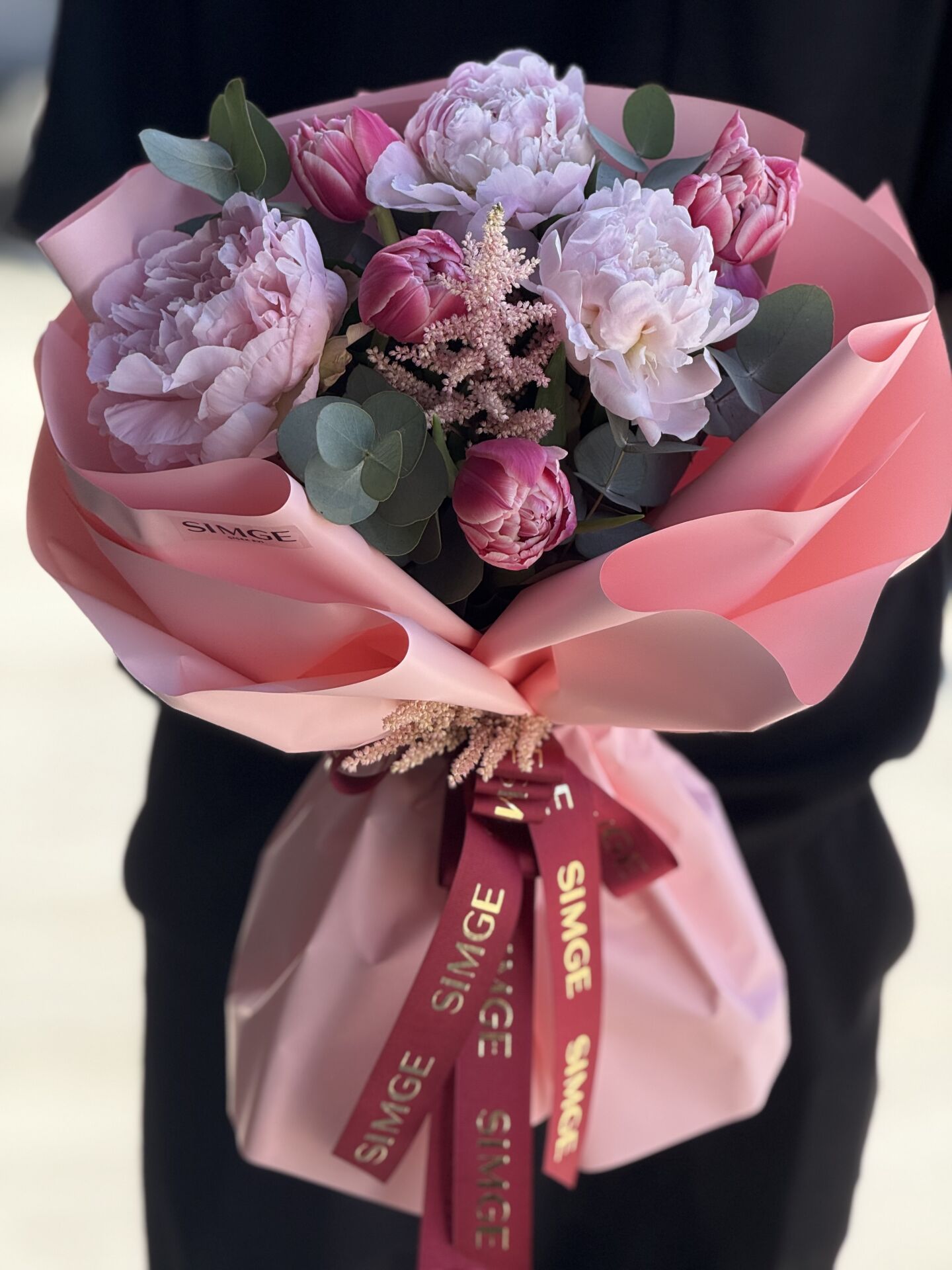 Pembe Lale Ve Şakayık Buketi