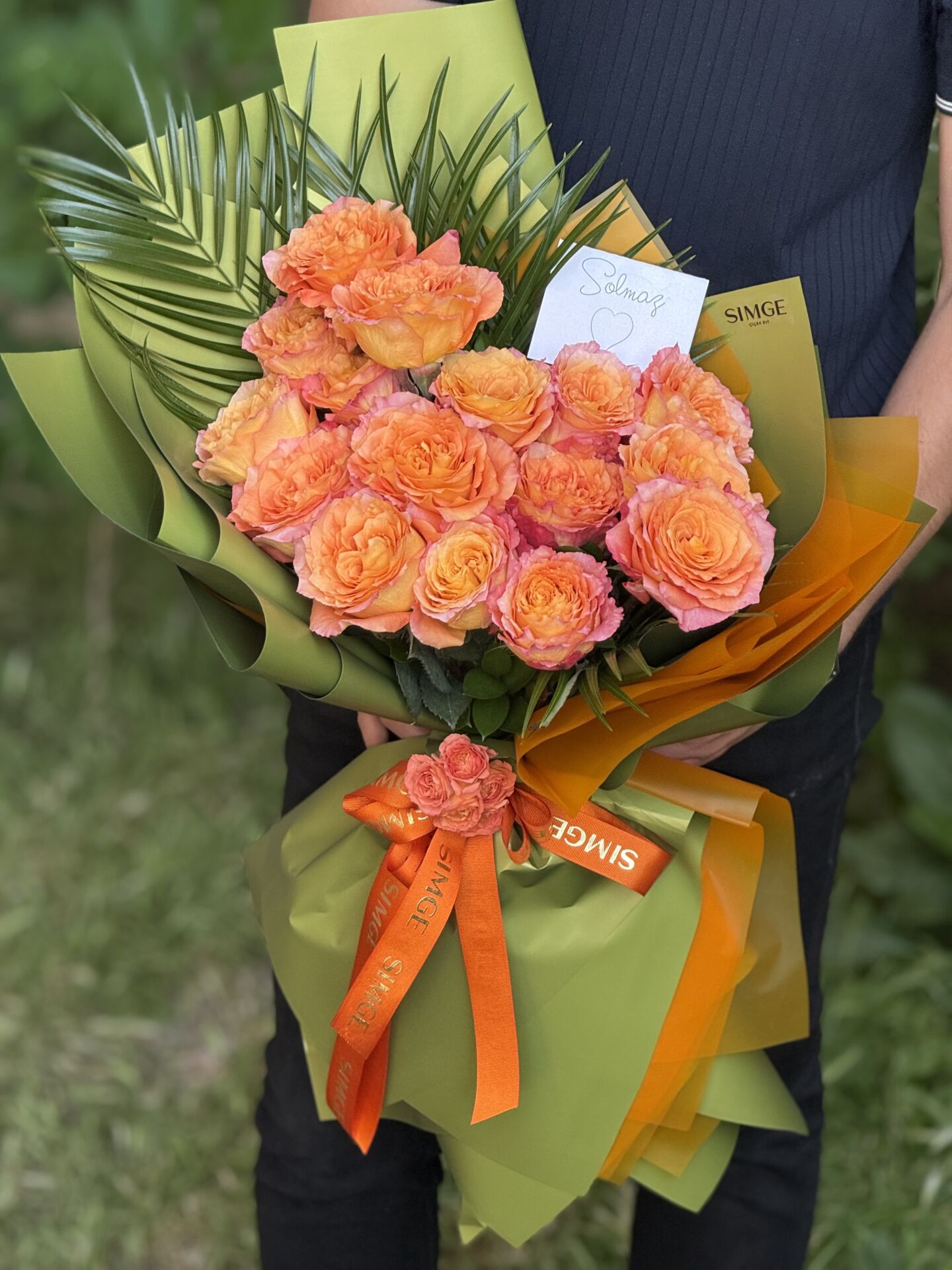 Flamme d’Or Turuncu Gül Buketi