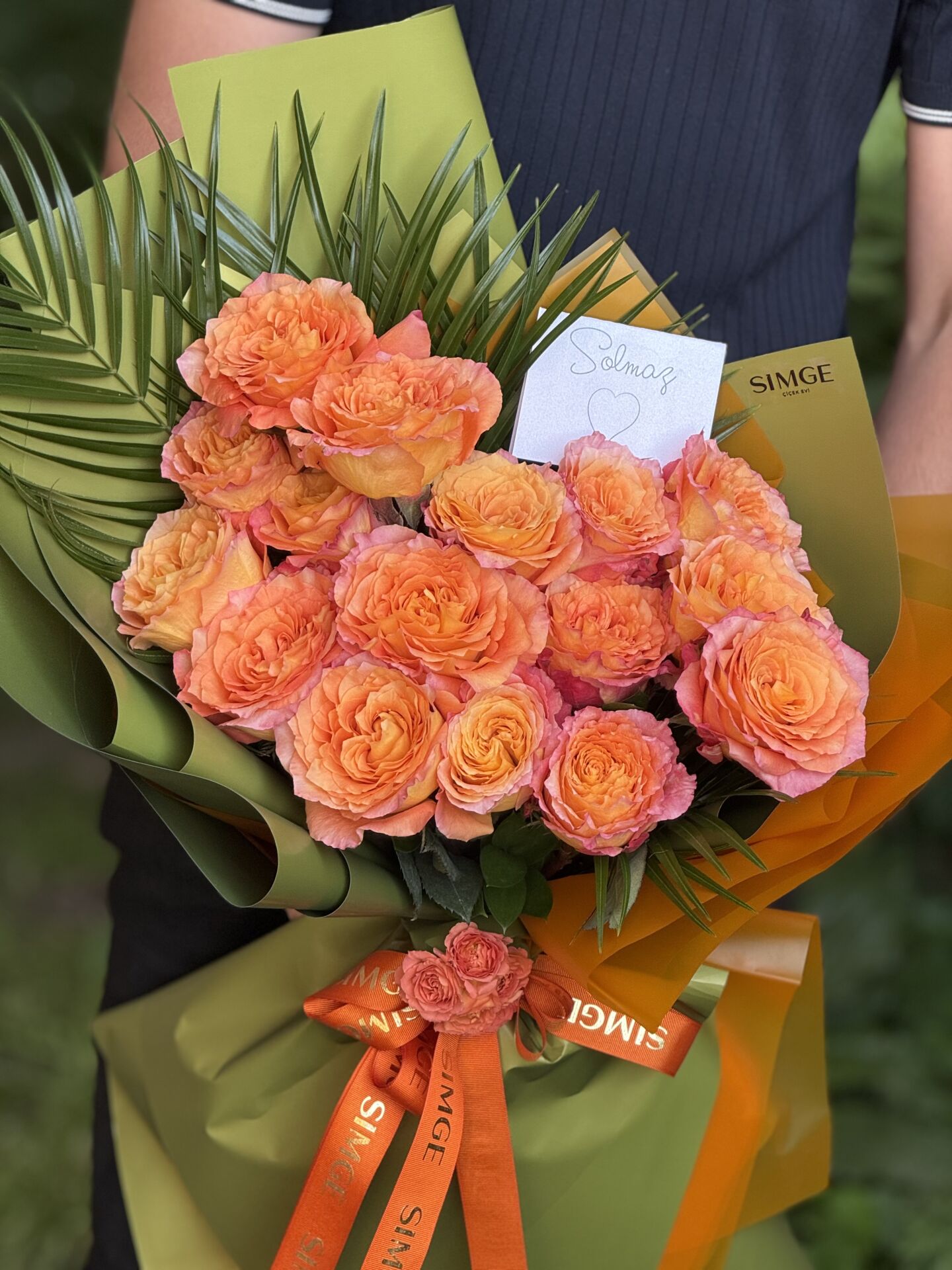 Flamme d’Or Turuncu Gül Buketi