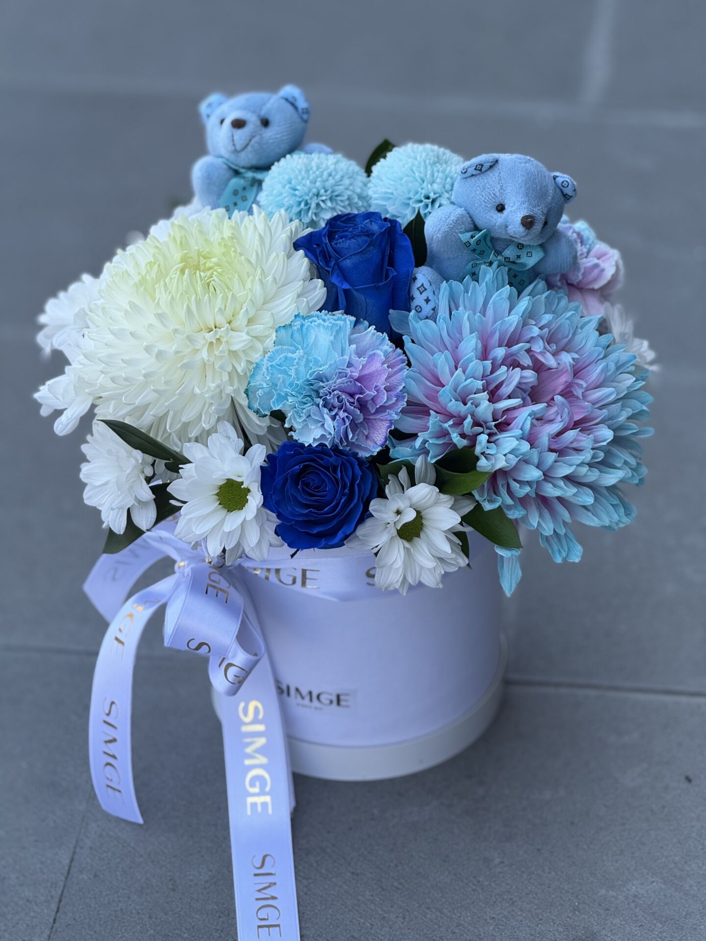 Blue Fleur Kutuda Çiçek Aranjmanı