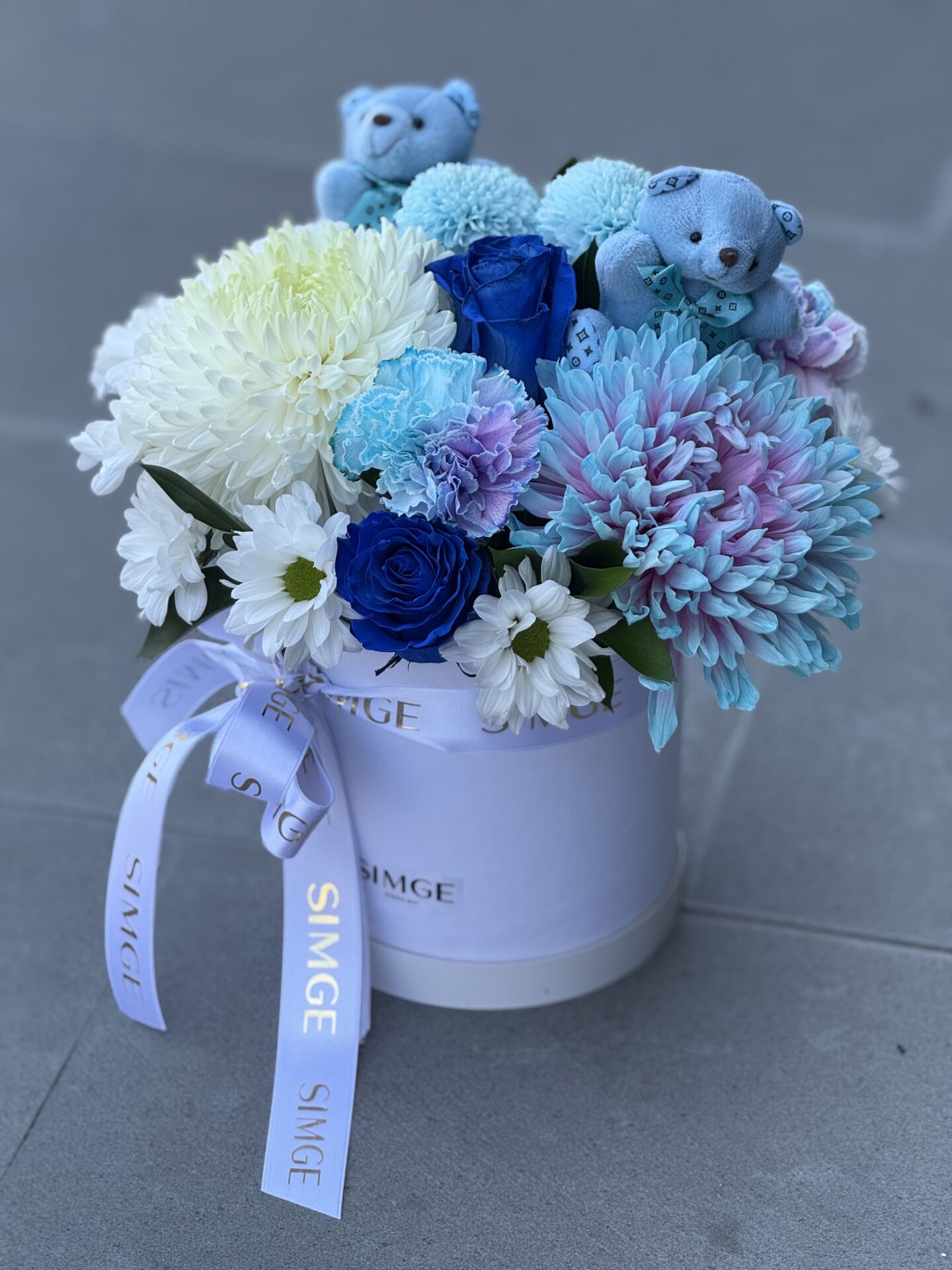 Blue Fleur Kutuda Çiçek Aranjmanı