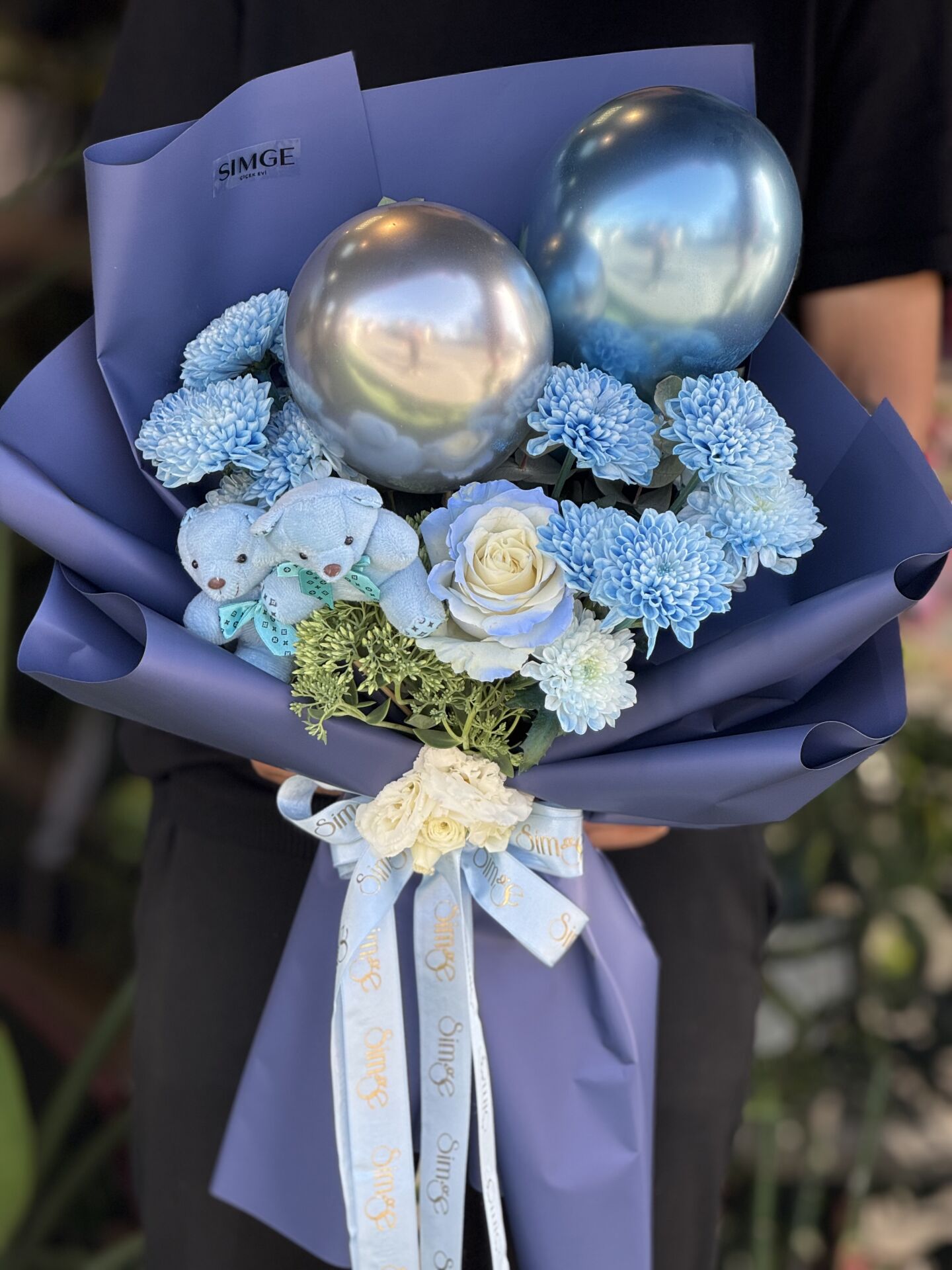 Ayıcıklı ve Balonlu Sevgi Buketi