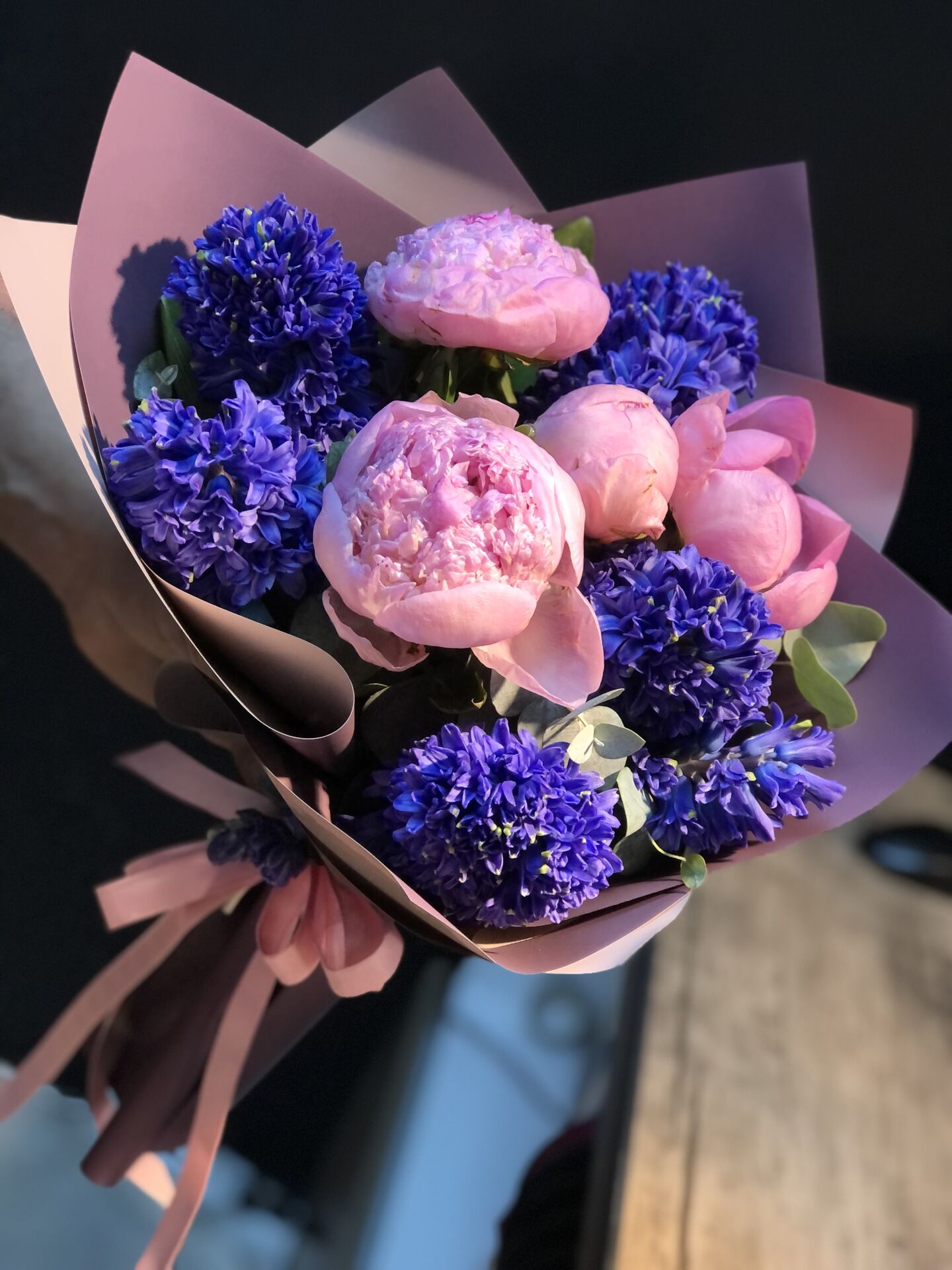 Pembe Şakayık ve Sümbül Buketi
