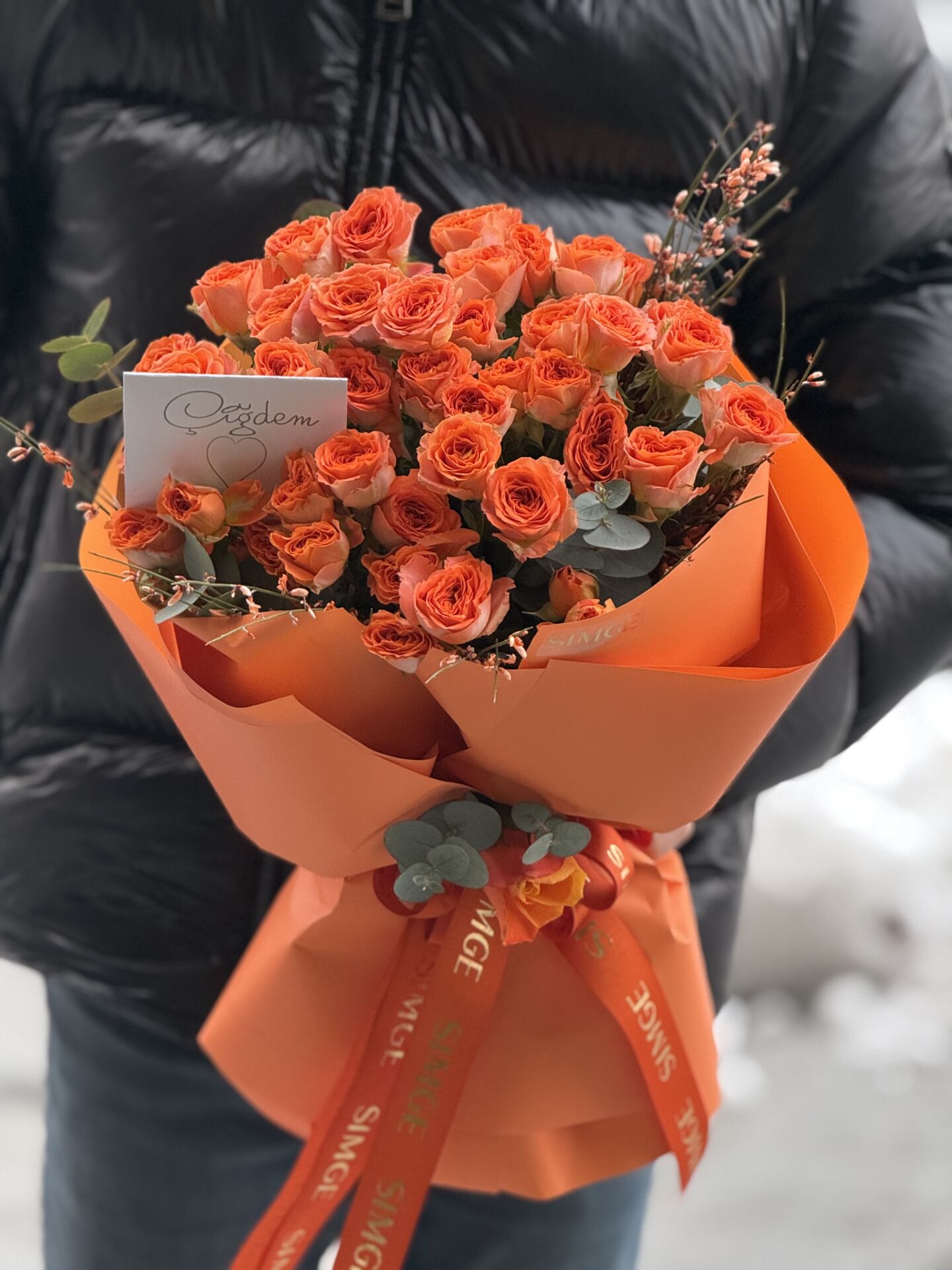 Fleur Turuncu Çardak Gül Buketi