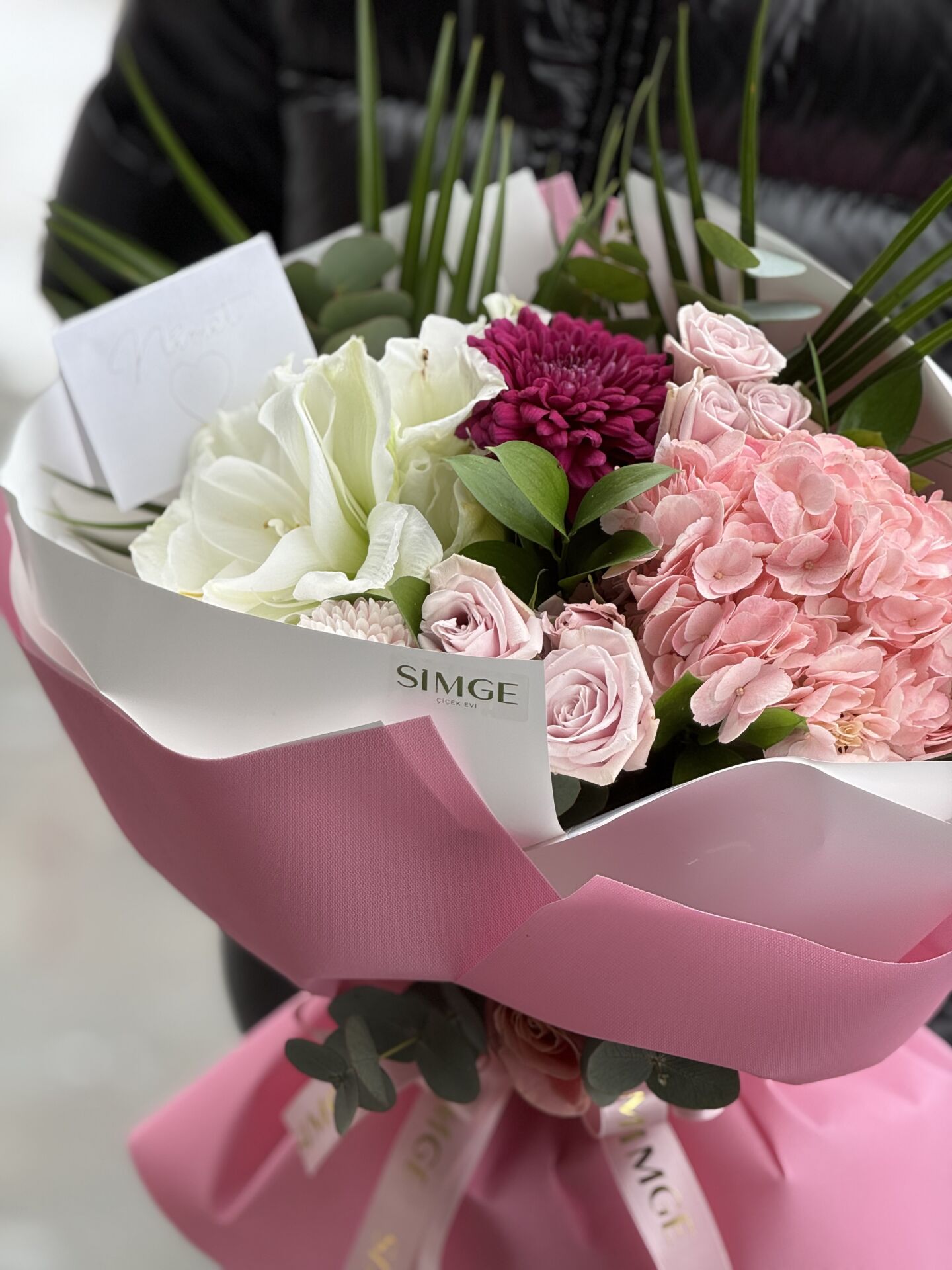 Fleur Amaryllis Ve Ortanca Çiçek Buketi