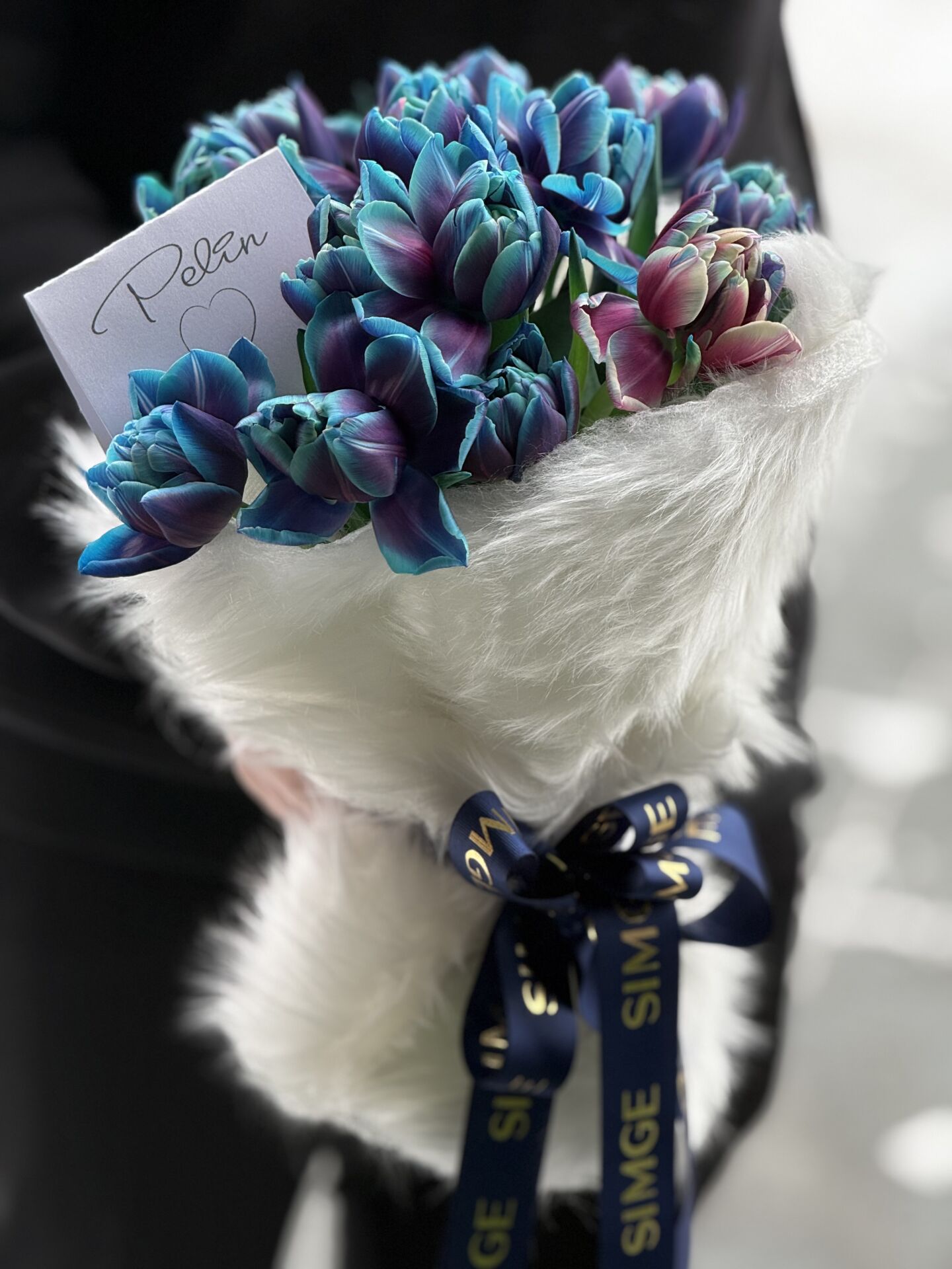 Silvia Kürklü Galaksi Mavi Lale Buketi