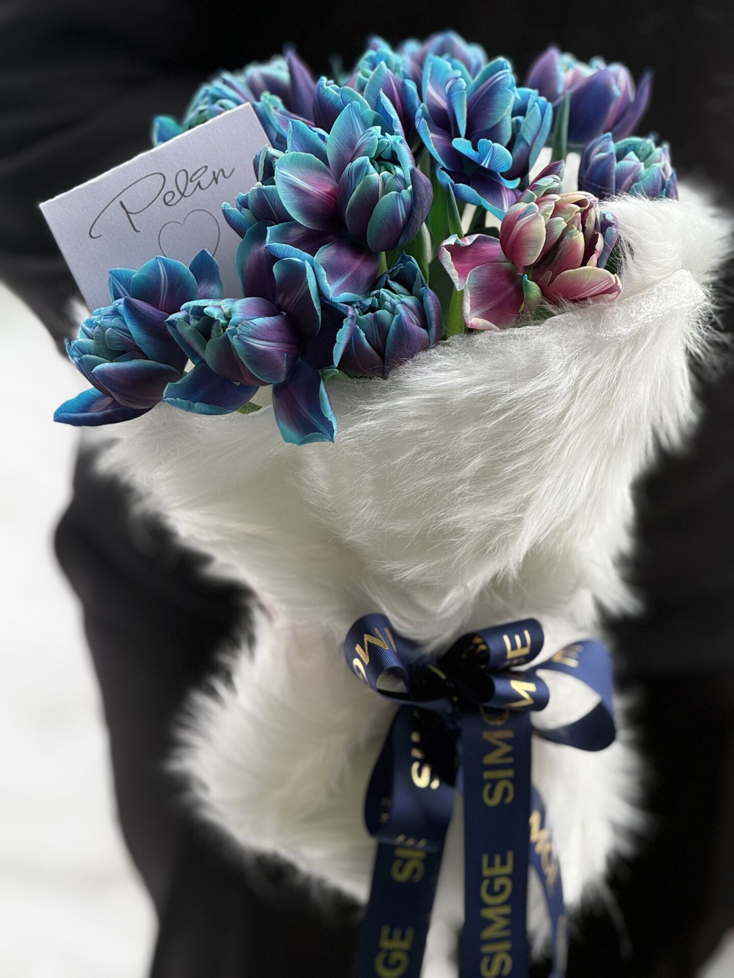 Silvia Kürklü Galaksi Mavi Lale Buketi