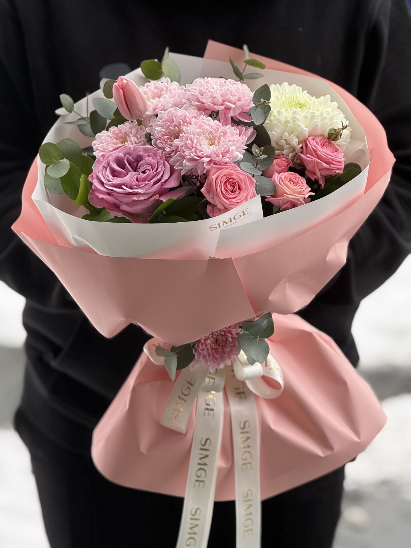 Fleur Pembe Masal Lale Ve Anastasia Buketi