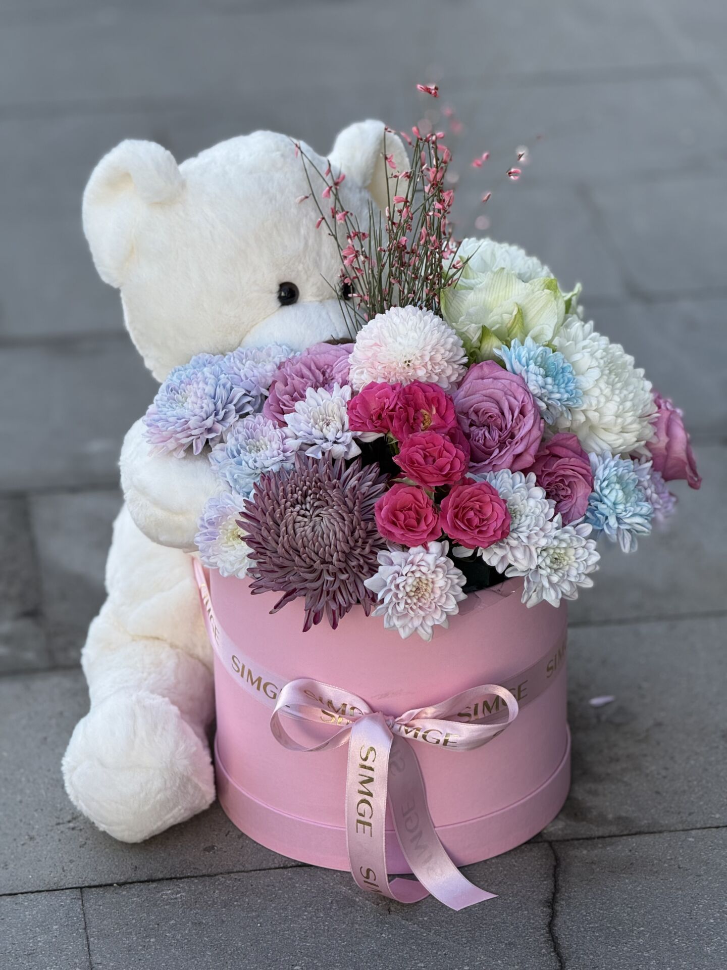 Ayıcıklı Pembe Yenidoğan Bebek Kutu Aranjmanı