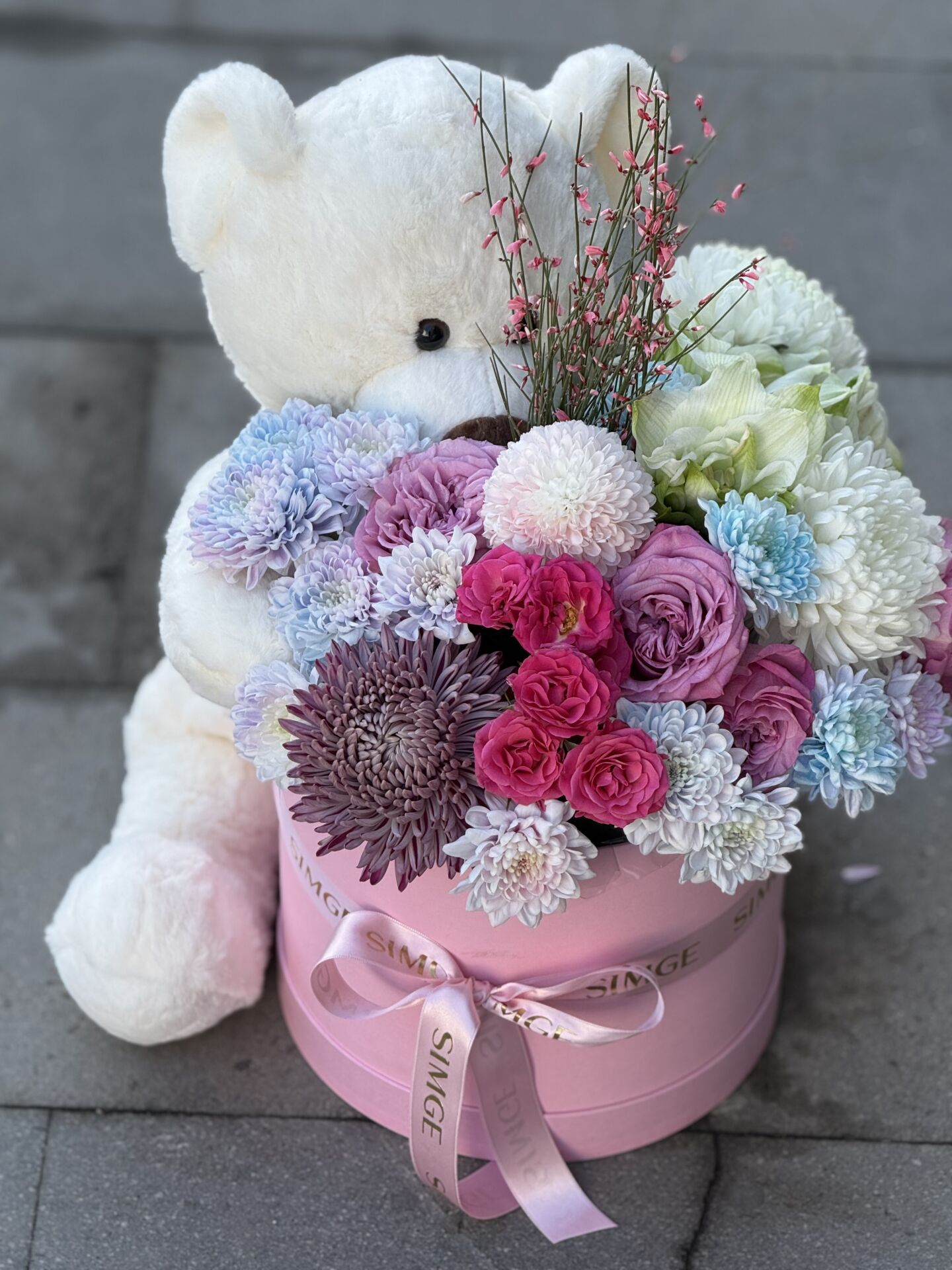 Ayıcıklı Pembe Yenidoğan Bebek Kutu Aranjmanı