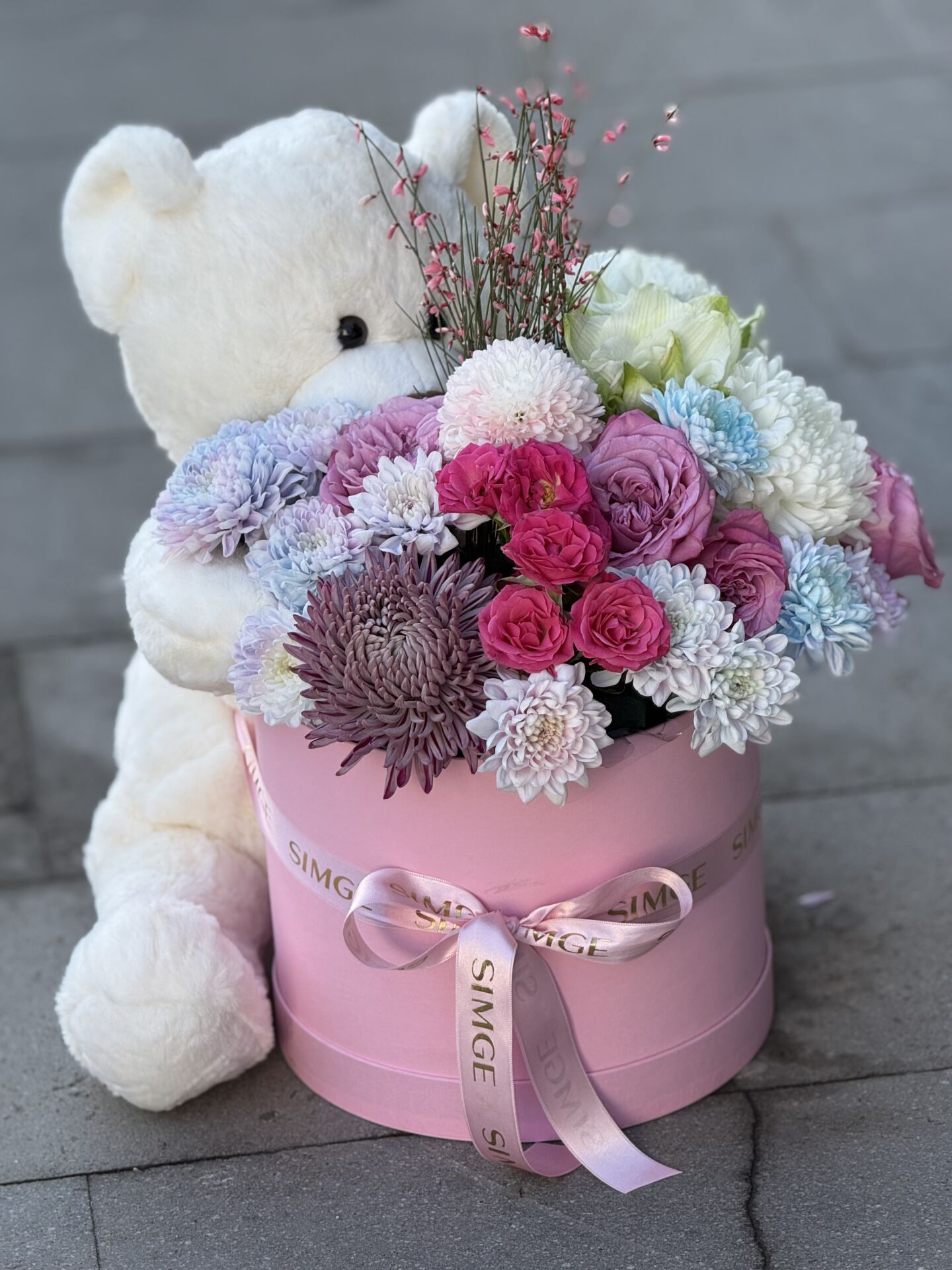 Ayıcıklı Pembe Yenidoğan Bebek Kutu Aranjmanı