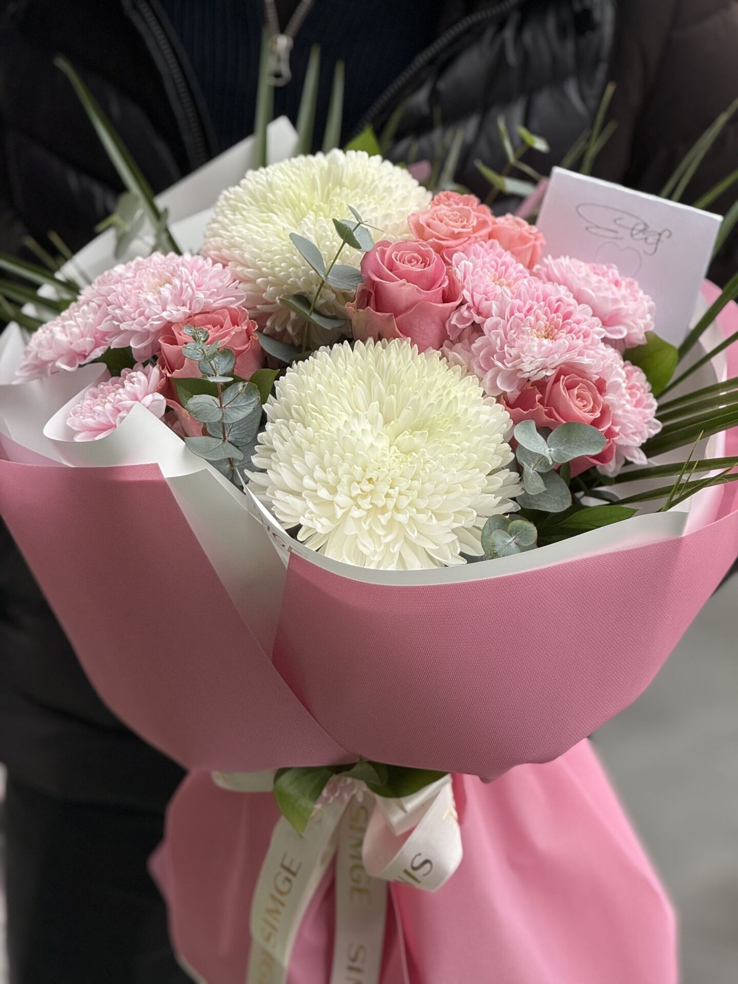 Aura Pembe Krizantem Buket