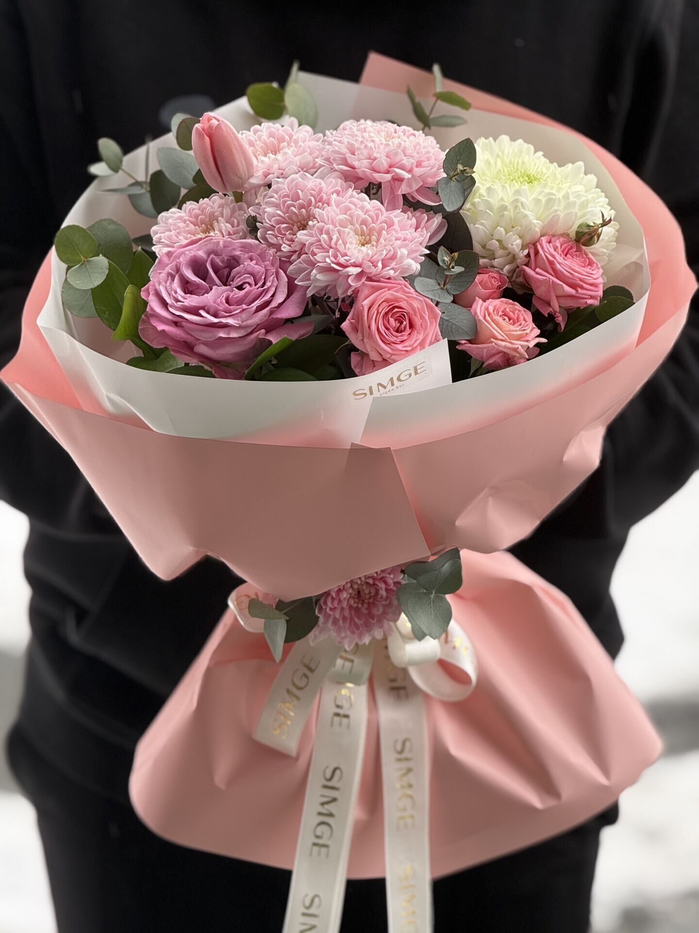 Fleur Pembe Masal Lale Ve Anastasia Buketi