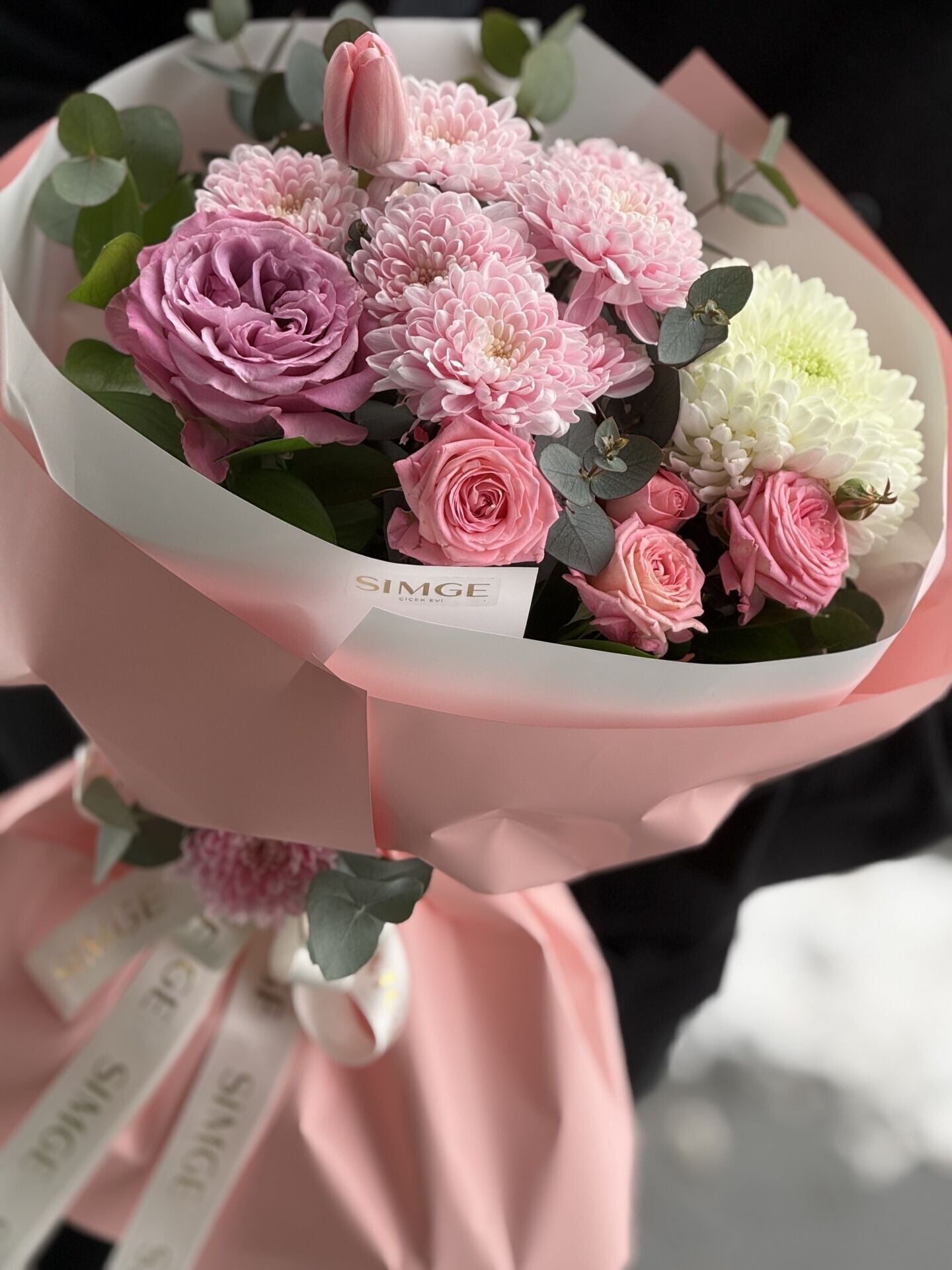 Fleur Pembe Masal Lale Ve Anastasia Buketi