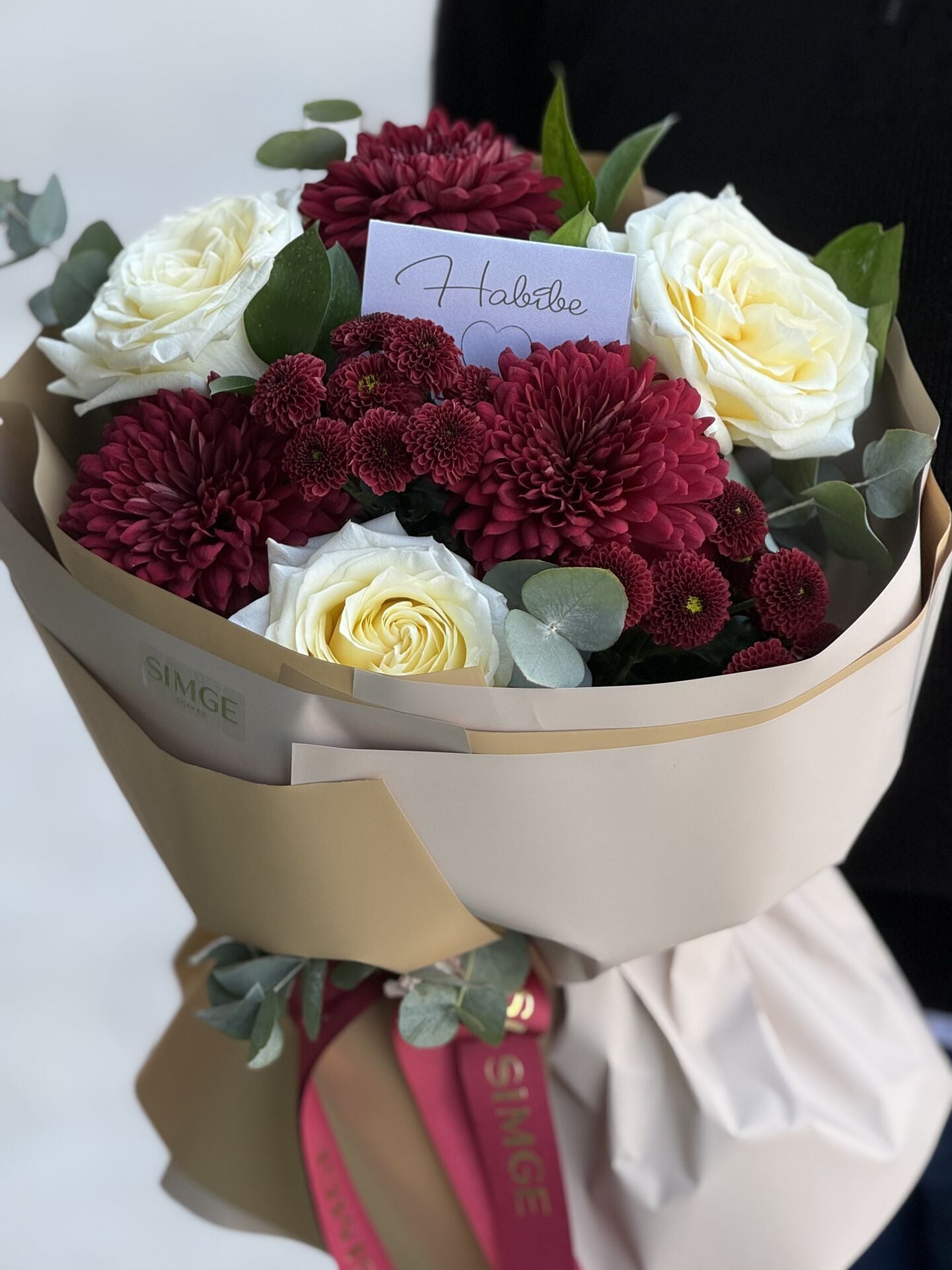 Fleur Bordo Krizantem ve Gül Buketi