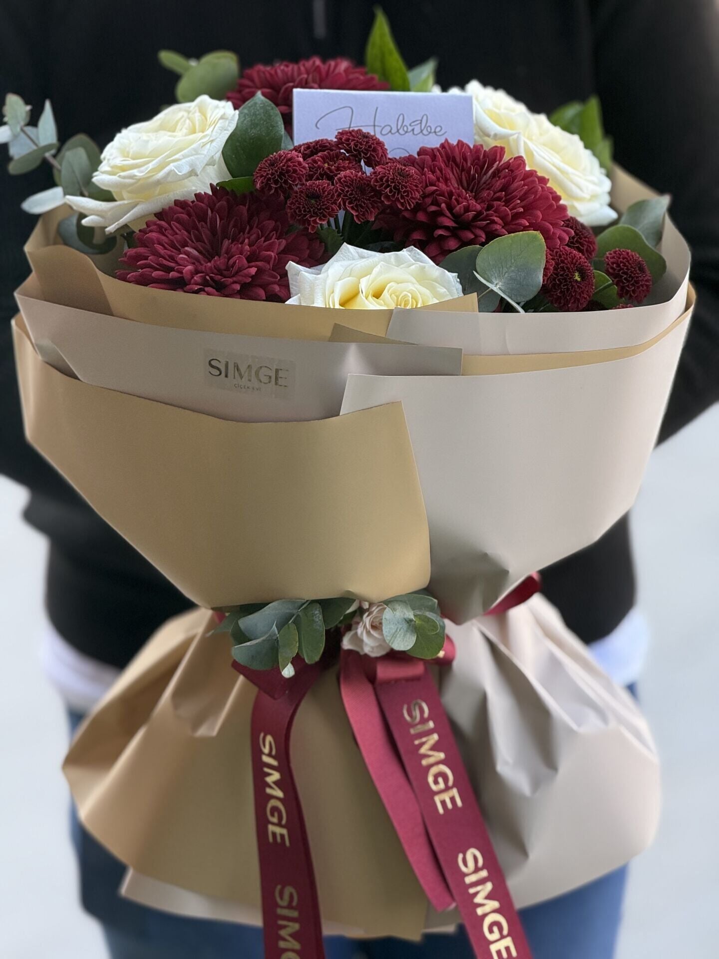 Fleur Bordo Krizantem ve Gül Buketi