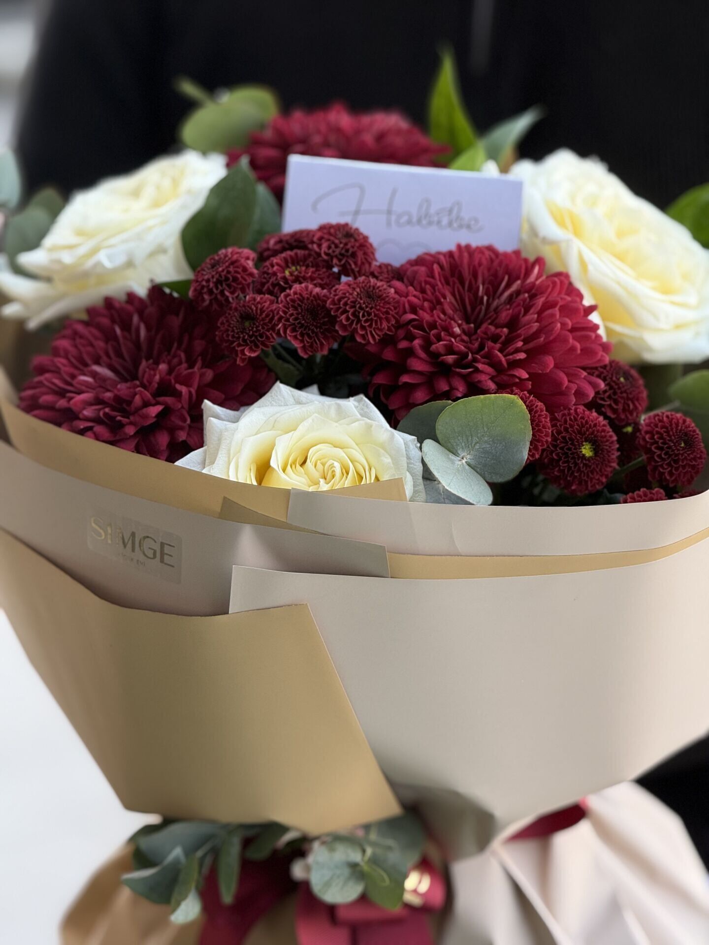 Fleur Bordo Krizantem ve Gül Buketi