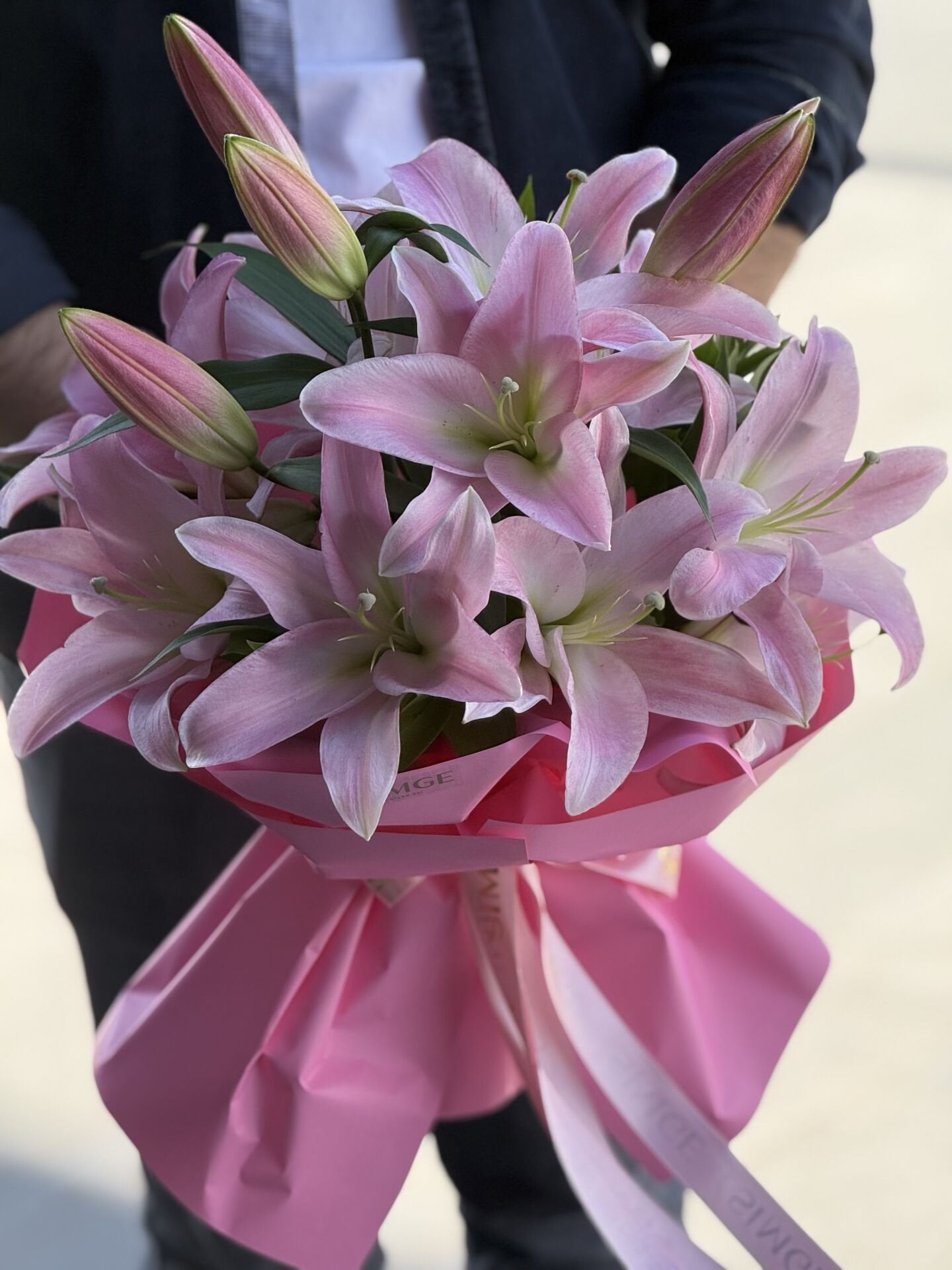 Fleur Mono Pembe Lilyum Buketi