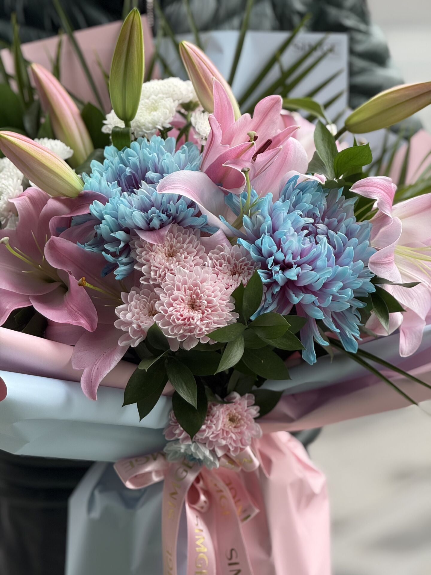 Aura Poli Pembe Lilyum Buketi