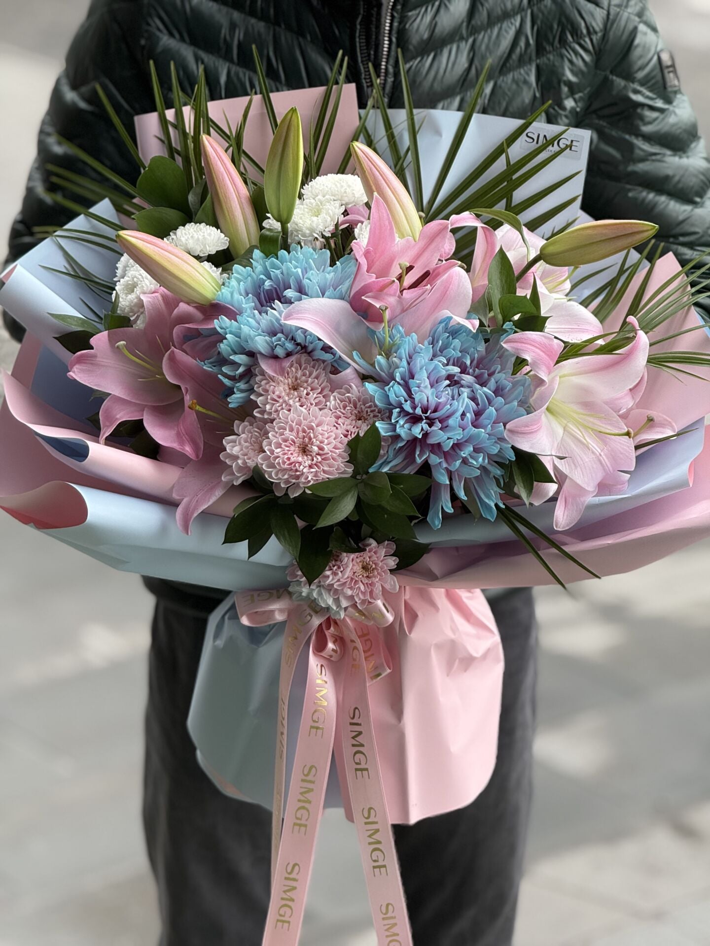 Aura Poli Pembe Lilyum Buketi