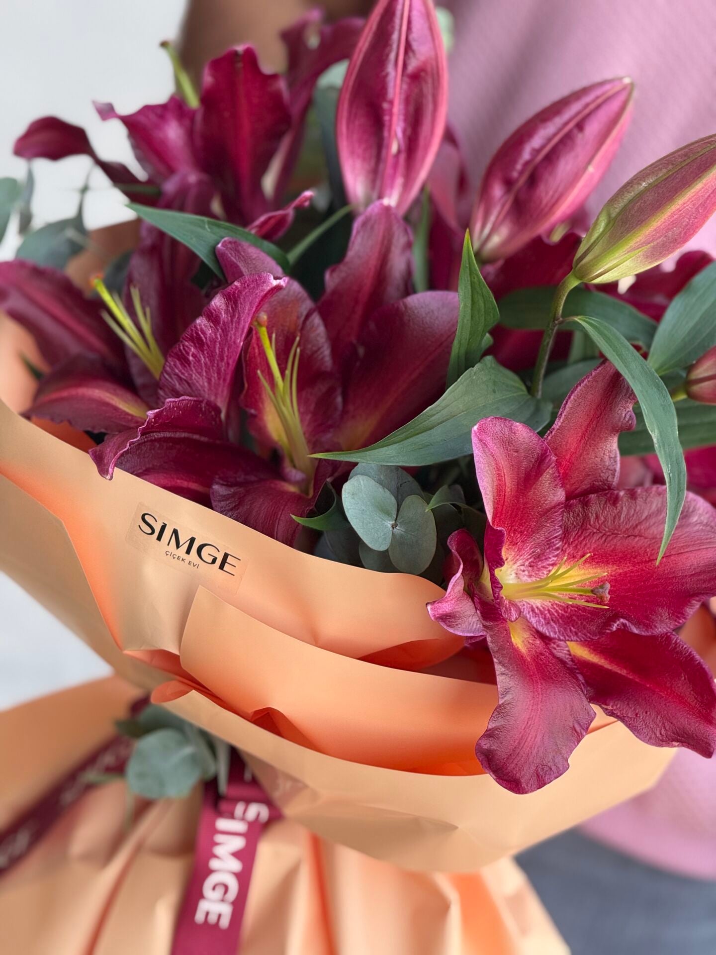 Fleur Mono Bordo Lilyum Buketi